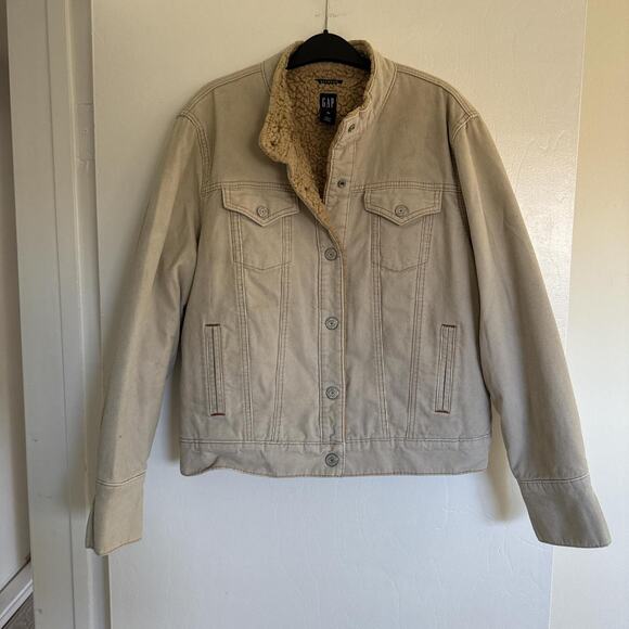 Tan gap sherpa lined corduroy jacket - Picture 1 of 4